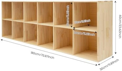 12 Cube Storage Organizer - Solid Wood Bookshelf - Cube Shelf - Vertical or Horizontal Bookcase - Open Book Shelf - Easy Assembly for Bedroom, Living Room, Office