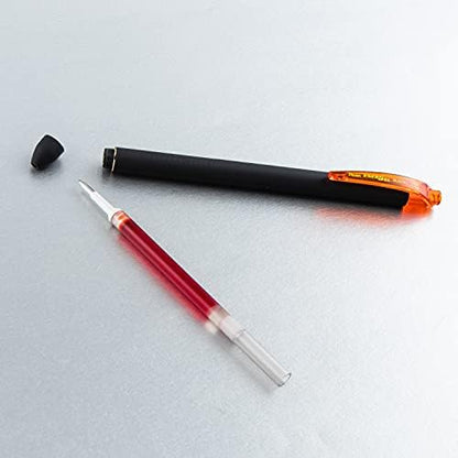 Pentel EnerGel Kuro Liquid Gel Pen, (0.7mm) Medium line, Orange Ink, 12 Pack (BL437R1-F)