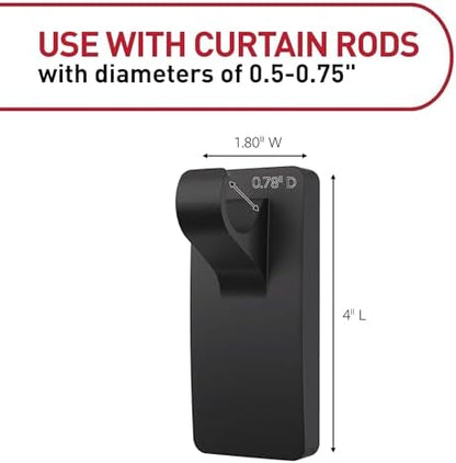 Command Medium Black Curtain Rod Hooks, 4 Hooks, 12 Strips