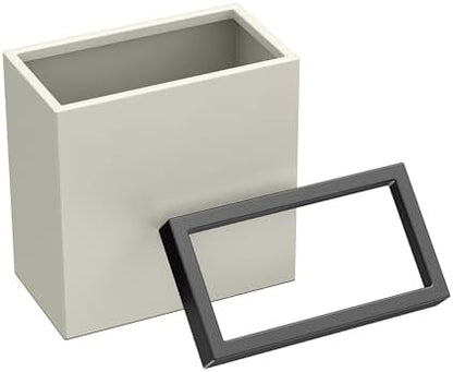 Gatco Modern Rectangle Wastebasket, Matte Pearl and Matte Black Combo - Stainless Steel Trash Can with Removable Lid, Leakproof, 3 Gallon Capacity for Bathroom, Bedroom, Kitchen, or Office