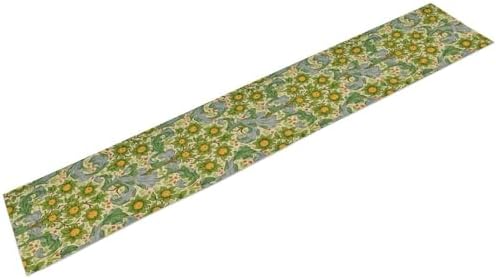 William Morris Original Design Green Table Runner Vintage Floral Table Runner for Dining Table Decor 13 x 60 Inch