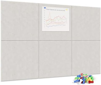 Neatsure Large Cork Board for Wall, 36" x 24" Bulletin Board with Pushpins, 6 Panels Felt Tiles Tack Push Pin Board for Office, Light Tan