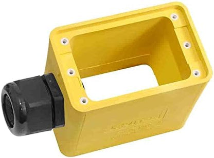 Leviton Portable Outlet Box, Sing-Gang, Extra Deep, Pendant Style with Cable Diameter 0.590-Inch, 1.000-Inch, 3099-2Y, Yellow