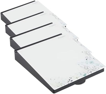 ECR4Kids MessageStor Dry-Erase Glass Board Memo Station, Desk Organizer, Botanical (Pack of 4)
