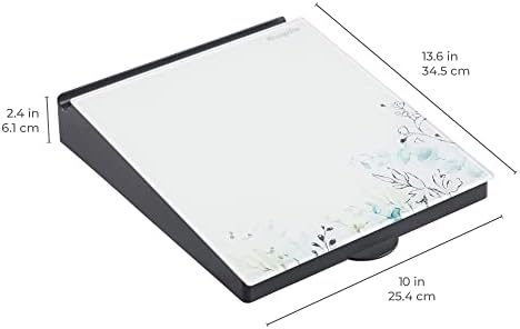 ECR4Kids MessageStor Dry-Erase Glass Board Memo Station, Desk Organizer, Botanical (Pack of 4)