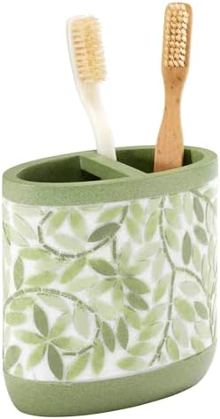 Avanti Linens - Bath Set, 2pc Countertop Accessories, Resin Toothbrush Holder & Lotion Pump (Stratford Collection, Green)