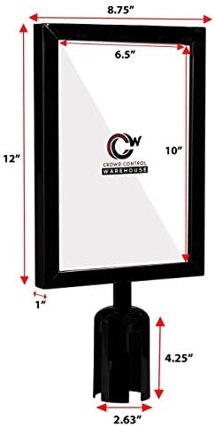 Crowd Control Warehouse Stanchion Post Top Sign Frame, 8.5 X 11 Inch