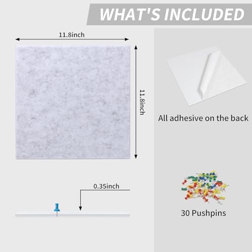 48" x 24" Cork Board Alternative, 8 Pack Felt Bulletin Board Tiles with 30 Adhesive Tabs Wall Push Pin Board for Office Classroom Bedroom Decor