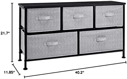 Amazon Basics Extra Wide Fabric 5-Drawer Storage Organizer Unit for Bedroom Closet, Black