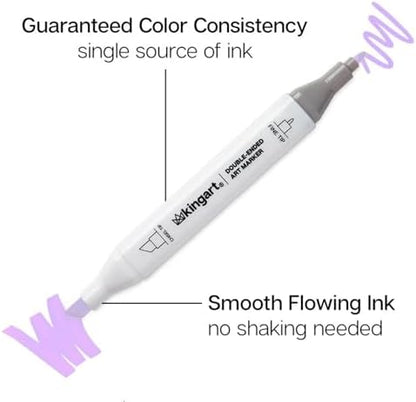 KINGART PRO Double-Ended Alcohol Ink Art Markers, 24 PASTEL Colors, Fine Point & Chisel Tips, Permanent with Superior Blendability, Includes Plastic Case, 24 Pc.