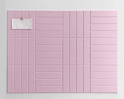 Felt Bulletin Board- Cork Board Tiles Alternative - 12 Pack Square Felt Wall Tiles with Safe Removable Adhesive Tabs - Light Pink