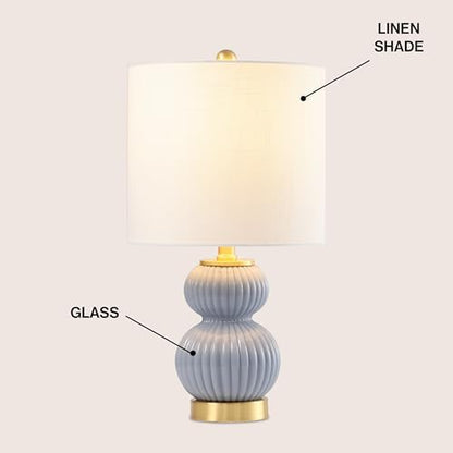 JONATHAN Y Daphne Ribbed Gourd Metal/Glass Table Lamp 20", Gray