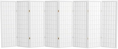 4 ft. Short Window Pane Shoji Screen - White - 8 Panels