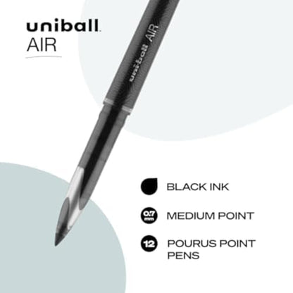 uniball™ Air Porous Point Pens, Medium Point (0.7mm), Black, 12 Pack