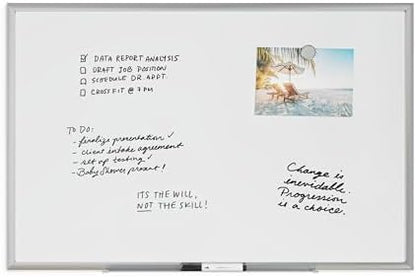 U Brands Magnetic Dry Erase Board White Board, 36" x 24", Silver Aluminum Frame, Includes Marker