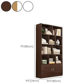 Closed Back Cabinet Wood Standard 9.5'' Wide Bookcase Bookshelf Storage Rack Multi-Layered Storage Shelf Cabinet Display Unit Integrated Against the Wall Black Oak 31.5" L x 9.4" W x 70.9" H