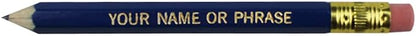 EZPENCILS & GIFTS - Golf Pencils Tipped with Eraser (1/2 a Pencil - Pew Pencils) - Dark Blue Colored Barrel - FREE-PERSONALIZATION - 2HB Black Lead - Custom Text - Non-Smear Eraser – Package of 10