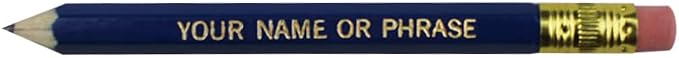 EZPENCILS & GIFTS - Golf Pencils Tipped with Eraser (1/2 a Pencil - Pew Pencils) - Dark Blue Colored Barrel - FREE-PERSONALIZATION - 2HB Black Lead - Custom Text - Non-Smear Eraser – Package of 20