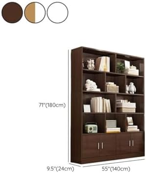Closed Back Cabinet Wood Standard 9.5'' Wide Bookcase Bookshelf Storage Rack Multi-Layered Storage Shelf Cabinet Display Unit Integrated Against the Wall White 55.1" L x 9.4" W x 70.9" H