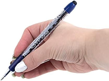Pentel RSVP STYLUS Ballpoint Pen, Medium Line, Blue Ink, Box of 12 (BK91L-C)