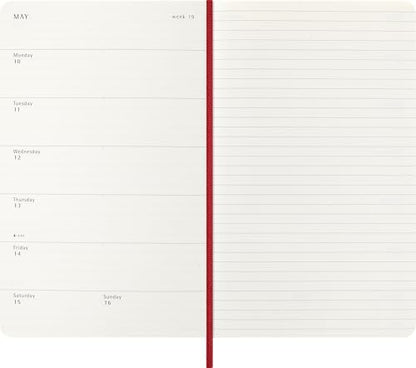 Moleskine 2027 12-Month Weekly Planner, Large, Scarlet Red, Softcover
