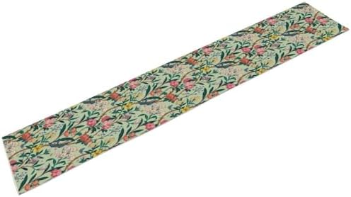 William Morris Floral Table Runner, Birds Butterflies and Bees Botanical Flower Original Design Print Table Runner for Home Party Dining Room Kitchen Decor 13x120 Inch
