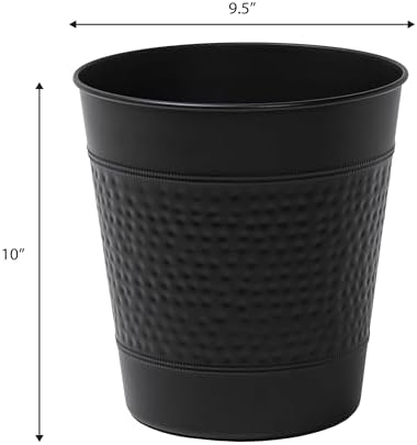 happimess Riley 2 Gal Hammered Steel Bin 10" H, Matte Black