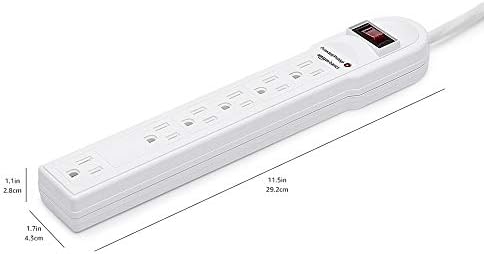 Amazon Basics Surge Protector Power Strip, 6-Outlet, 790 Joules, Circuit Breaker, LED Indicator, 6ft Extension Cord, White (Pack of 2)