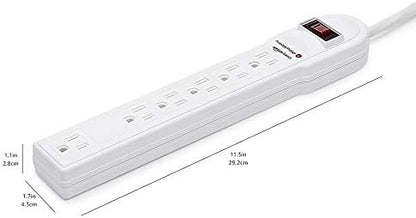 Amazon Basics Surge Protector Power Strip, 6-Outlet, 790 Joules, Circuit Breaker, LED Indicator, 6ft Extension Cord, White (Pack of 2)
