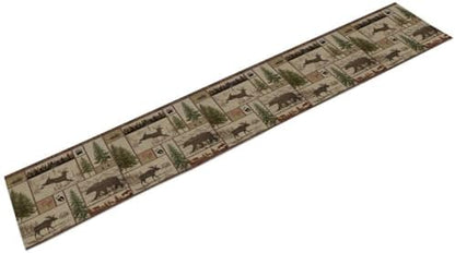 Rustic Moose Deer Bear Table Runner, Retro Vintage Bear Cottage Country Style Cabin Farmhouse Dinner Runner for Home Kitchen Dining Table Decoration 13x90inch