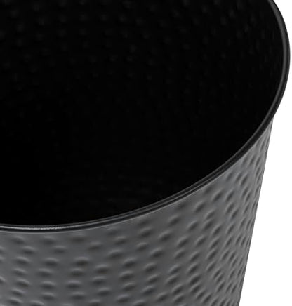 happimess Axel 2 Gal Hammered Steel Waste Bin 10", Matte Black