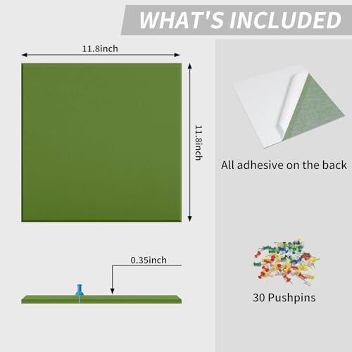 48" x 48" Cork Board Alternative, 16 Pack Felt Bulletin Board Tiles with 30 Adhesive Tabs Wall Push Pin Board for Office Classroom Bedroom Decor