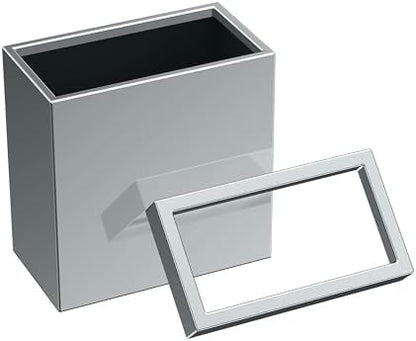 Gatco Small Bathroom Trash Can with Lid, Rectangle 3 Gallon Stainless Steel Wastebasket, Under Sink, Chrome, for Bathroom, Bedroom, Office (1916)