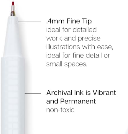 KINGART Studio Fine Line Pens, 48 Colors Set, 0.4mm Ultra Fine Tip for Drawing, Sketching, Journaling, Adult Coloring, & Art Projects, Water-Based Ink, Non-Bleeding.
