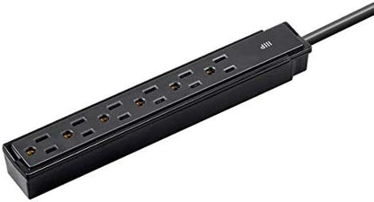 Monoprice 6 Outlet Surge Protector - UL Rated, 201 Joules, 1800-watt capacity, 2-Pack, 2 Feet, Black