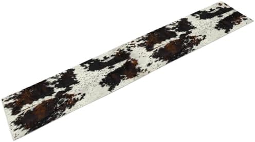 Cow Print Table Runner, Black White Cowhide Print Western Style Table Runner Country Farmhouse Cottage Cow Patten Table Decoration for Home Kitchen Dining, 13x60 Inch
