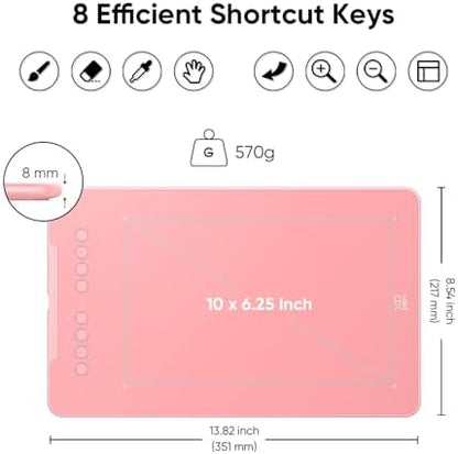 XPPen Deco 01 V3 10x6 Drawing Tablet | 16K Pressure Pen | Battery-Free Stylus | 8 Hotkeys | for OSU Gaming & Teaching | PC/Mac/Android/ChromeOS Compatible | Pink