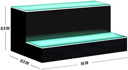 MESAlLUP Acrylic 16 Inch 2 Tier LED Liquor Bottle Display Shelf, Lighted Bar Shelves with APP or Remote Control, Mulit Color Lighting for Home Mini Bars Decor, Restaurants & Party Use