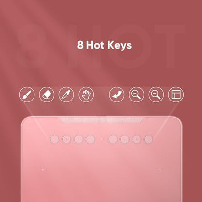 Drawing Tablet-XPPen Deco 01 V3 10x6.25 Inch Graphics Tablet Digital Drawing Tablet for Chromebook with 16384 Levels Pressure Battery-Free Stylus and 8 Shortcut Keys (Pink)