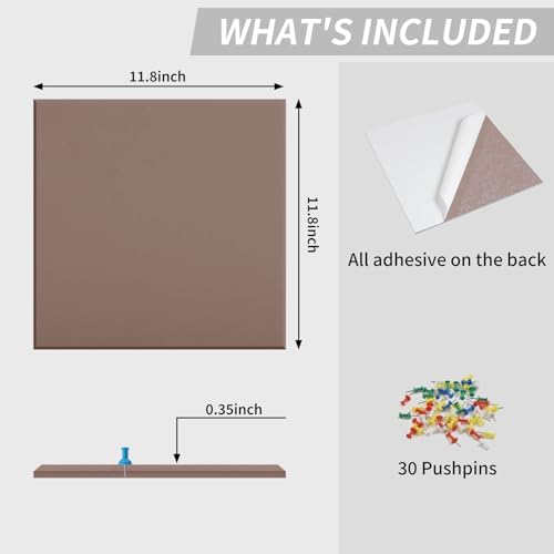 48" x 36" Cork Board Alternative, 12 Pack Felt Bulletin Board Tiles with 30 Adhesive Tabs Wall Push Pin Board for Office Classroom Bedroom Decor