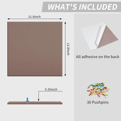 48" x 36" Cork Board Alternative, 12 Pack Felt Bulletin Board Tiles with 30 Adhesive Tabs Wall Push Pin Board for Office Classroom Bedroom Decor