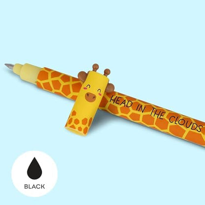 LEGAMI - Set of 5 Erasable Gel Pens with Thermosensitive Erase Ink, Range of ink colours & barrel designs, 0.7mm Tip, Bunny, Butterfly, Giraffe, Tiger, & Shark