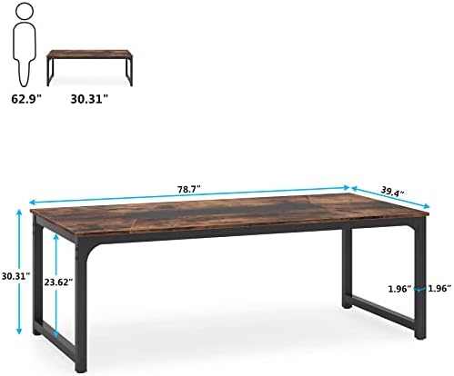 Tribesigns Modern Computer Desk, 78.7 x 39.4 inch X Large Executive Office Desk Computer Table Study Writing Desk Workstation for Home Office,Rustic/Black