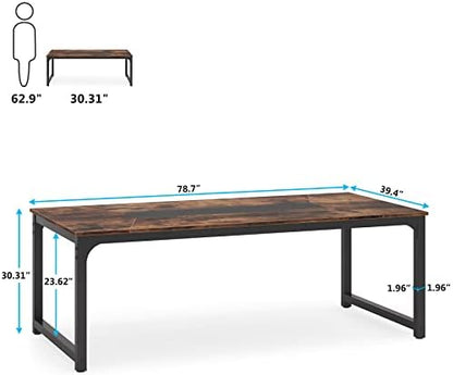 Tribesigns Modern Computer Desk, 78.7 x 39.4 inch X Large Executive Office Desk Computer Table Study Writing Desk Workstation for Home Office,Rustic/Black