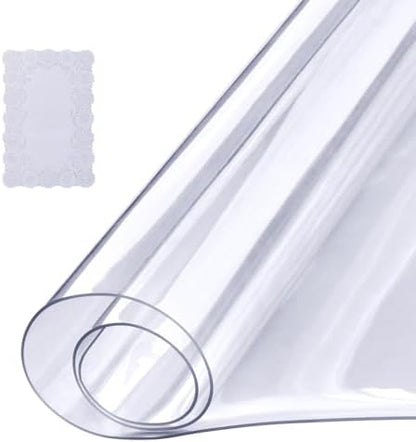 VEVOR Clear Table Cover Protector, 18" x 36" Customizable Plastic Desk Protector, 1.5 mm Thick Clear PVC Cover, Waterproof Desktop Guard for Writing, Coffee, Dining Room Desk