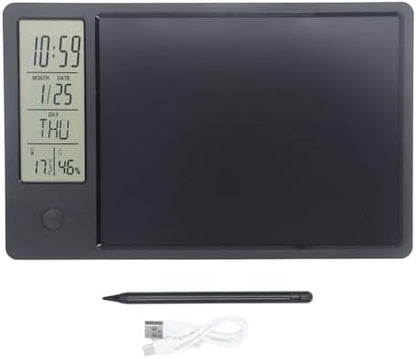 Multi Functional Electronic Writing Board with Calendar and Notepad, Lightweight LCD Handwriting Tablet for Office Use (Black)