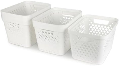 Glad Plastic Storage Basket Set, Value Pack of 6 | Open Storage Bins for Shelves, Bathroom, Pantry, Closet | Nesting Organizer Boxes with Handles, 4 Gallon, White