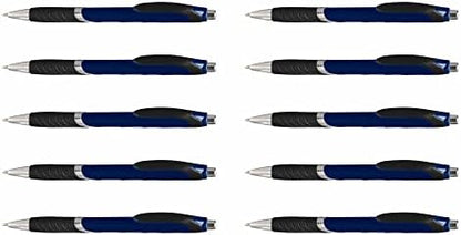 DISCOUNT PROMOS Ballpoint Pens With Rubber Grip - 10 pack - Black Ink Ball Point Pen with Soft Touch Plastic - Navy Blue