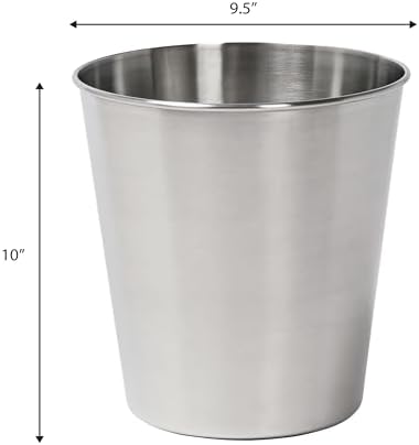 happimess Nolan 2 Gal Smooth Steel Wastebasket, Brushed Steel