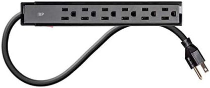 Monoprice 6 Outlet Surge Protector - UL Rated, 201 Joules, 1800-watt capacity, 2-Pack, 2 Feet, Black